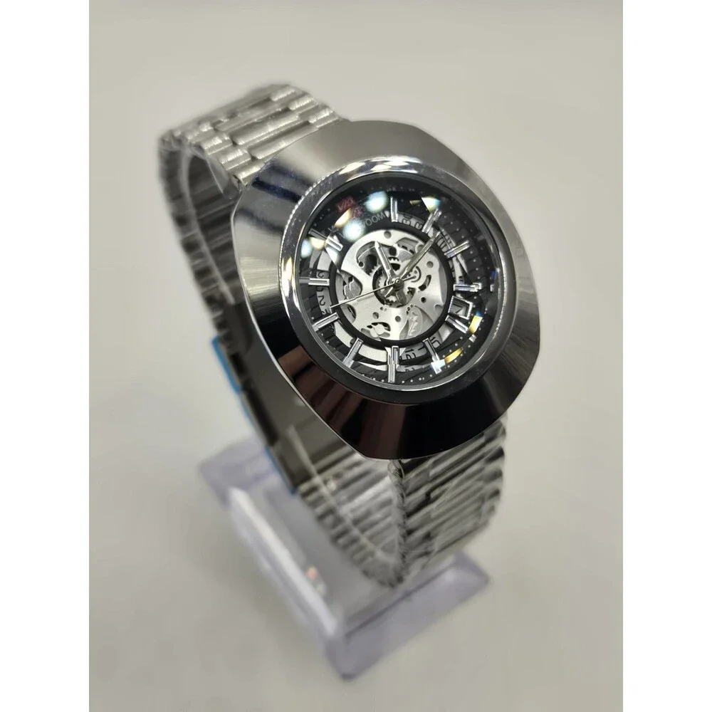 VA VA VOOM STAINLESS STEEL  37MM MEN'S SKELETON WATCH. NEW WITH TAGS
